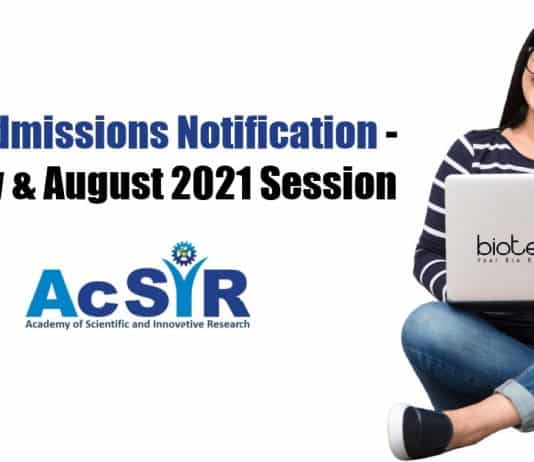 AcSIR PhD Admission Notification