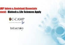 C-CAMP Intern & Assistant/Associate Recruitment – Biotech & Life Sciences Apply C-CAMP Biotech
