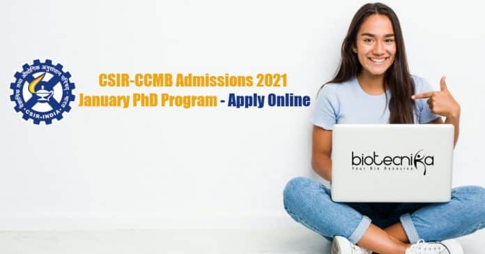 CSIR-CCMB PhD Admissions 2021