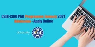 CSIR-CDRI PhD Admission 2021