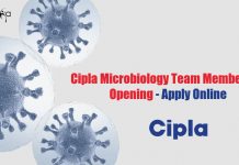 Cipla Microbiology Team Member Job Opening – Apply Online Cipla Microbiology Jobb