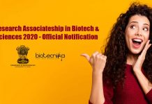 DBT-Research Associateship in Biotech & Life Sciences 2020 – Official Notification DBT Research Associateship Program
