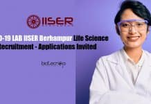 COVID-19 LAB IISER Berhampur Life Science Recruitment – Applications Invited IISER Berhampur Life Sciences