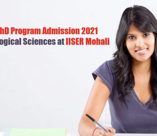 IISER Mohali PhD Admission