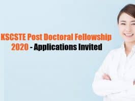 KSCSTE Post-Doctoral Fellowship 2020