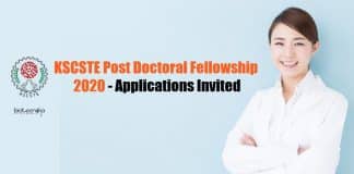 KSCSTE Post-Doctoral Fellowship 2020