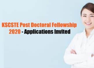 KSCSTE Post-Doctoral Fellowship 2020
