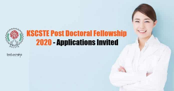 KSCSTE Post-Doctoral Fellowship 2020