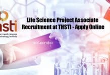 Life Science Project Associate Recruitment at THSTI – Apply Online Life Science Latest Jobs