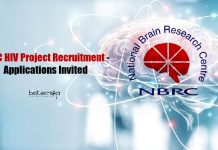NBRC HIV Project Recruitment – Applications Invited NBRC Project Assistant Jobs