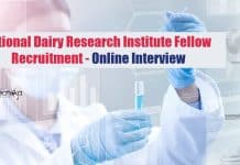 National Dairy Research Institute Fellow Recruitment – Online Interview NDRI Microbiology Jobs