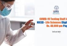 COVID-19 Testing Staff Jobs at NICED – Life Sciences Eligible With Rs. 48,000 pm Pay NICED Vacancy For Lifesciences