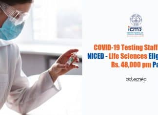 COVID-19 Testing Staff Jobs at NICED – Life Sciences Eligible With Rs. 48,000 pm Pay NICED Vacancy For Lifesciences