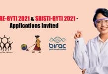 SITARE-GYTI 2021 & SRISTI-GYTI 2021 – Applications Invited SITARE-GYTI 2021 & SRISTI-GYTI