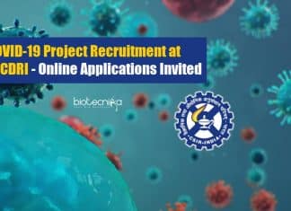 COVID-19 Project Recruitment at CSIR-CDRI – Online Applications Invited CSIR-CDRI Project Recruitment