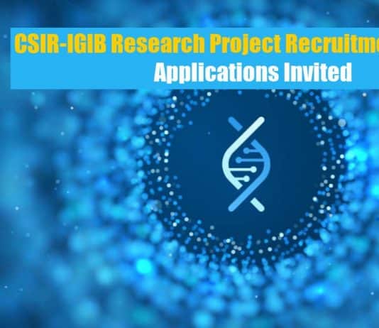 CSIR-IGIB Research Project Recruitment