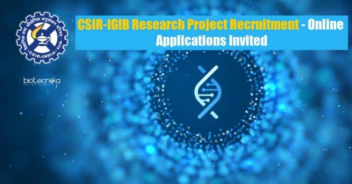 CSIR-IGIB Research Project Recruitment