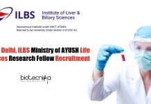 Govt of Delhi, ILBS Ministry of AYUSH Life Sciences Research Fellow Recruitment Delhi Govt Jobs at ILBS