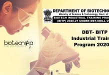 DBT-Biotech Industrial Training Programme (BITP) 2020-21 DBT BITP 2021