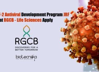 SARS-CoV-2 Antiviral Development Program JRF at RGCB – Life Sciences Apply Govt Jobs 2020