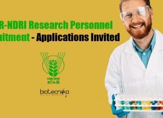 ICAR-NDRI Research Personnel Recruitment