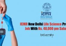 ICMR New Delhi Life Science Project Job With Rs. 48,000 pm Salary ICMR Delhi Jobs