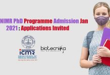 ICMR-NIMR PhD Admission 2021