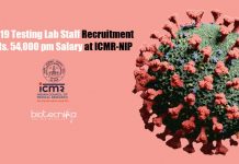COVID-19 Testing Lab Staff Recruitment With Rs. 54,000 pm Salary at ICMR-NIP ICMR-NIP Jobs For Lifescience