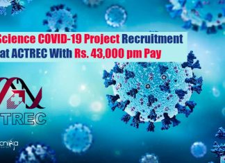 Life Science COVID-19 Project Recruitment at ACTREC With Rs. 43,000 pm Pay Life Science SRF Jobs