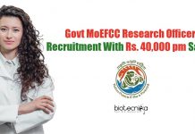 Govt MoEFCC Research Officer Recruitment With Rs. 40,000 pm Salary MoEFCC Jobs 2020
