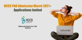 NCCS PhD Admission 2021