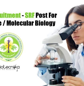 PGIMER Recruitment – SRF Post For Life Science / Molecular Biology PGIMER Recruitment