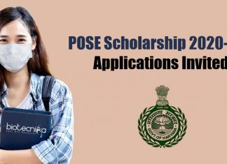 POSE Scholarship 2020-21 – Applications Invited POSE Scholarship 2020-21