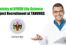 Ministry of AYUSH Life Science Project Recruitment at TANUVAS TANUVAS JRF/SRF Jobs