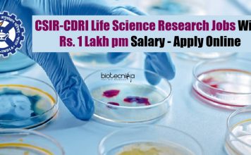 CSIR-CDRI Life Science Research Jobs With Rs. 1 Lakh pm Salary – Apply Online CSIR-CDRI Life Science Research