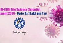 CSIR-CDRI Life Science Scientist Recruitment 2020 – Up to Rs.1 Lakh pm Pay CSIR-CDRI Scientist Recruitment 2020