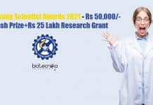 CSIR Young Scientist Awards 2021 – Rs 50,000/- Cash Prize+Rs 25 Lakh Research Grant CSIR-Young Scientist Awards 2021