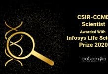 CSIR-CCMB Scientist Awarded With Infosys Life Science Prize 2020 Infosys prize in life sciences
