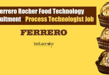 Ferrero Rocher Food Technology Recruitment – Process Technologist Job Ferrero Rocher Food