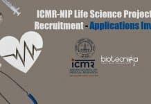 ICMR-NIP Life Science Project JRF Recruitment – Applications Invited ICMR-NIP Life Science