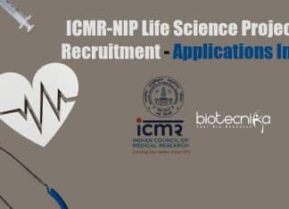 ICMR-NIP Life Science Project JRF Recruitment – Applications Invited ICMR-NIP Life Science