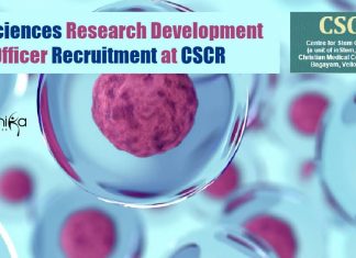 Life Sciences Research Development Officer Recruitment at CSCR Life Sciences Research Development