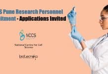 NCCS Pune Research Personnel Recruitment – Applications Invited NCCS Pune Research Personnel
