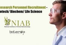 NIAB Research Personnel Recruitment – Biotech/ Biochem/ Life Science NIAB Research Personnel Recruitment