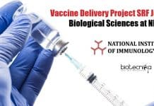 Vaccine Delivery Project SRF Job For Biological Sciences at NII NII SRF Biological Science