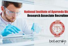 National Institute of Ayurveda Biotech Research Associate Recruitment National Institute of Ayurveda