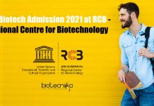 PhD Biotech Admission 2021 at RCB – Regional Centre for Biotechnology RCB PhD Admission 2021