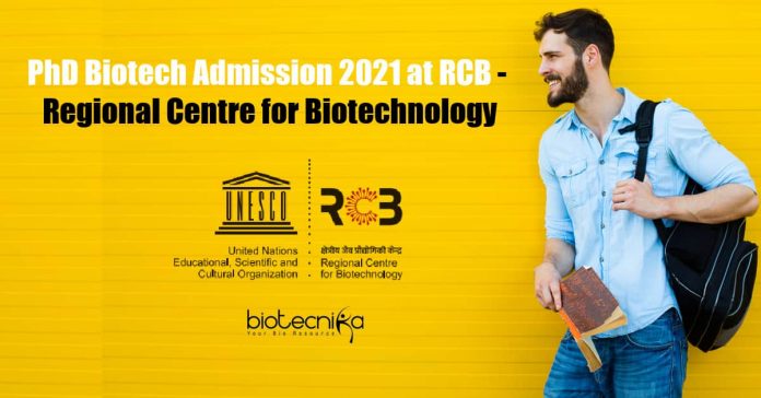 RCB PhD Admission 2021