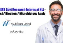 FRESHERS Govt Research Interns at HLL – Biotech/ Biochem/ Microbiology Apply Research Interns at HLL