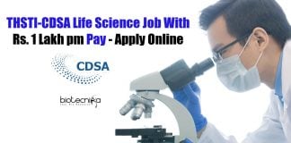 THSTI-CDSA Life Science Job
